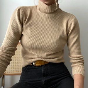 SOLD Vintage Ribbed Turtle Neck Knit Pullover